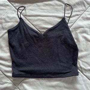 Black crop spaghetti strap tank